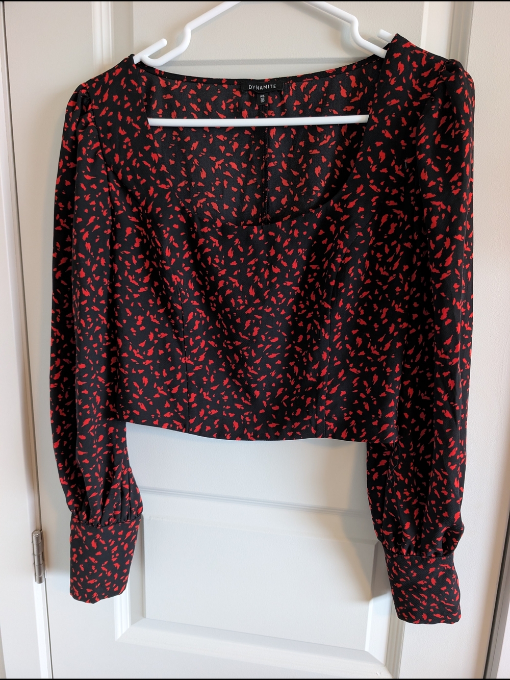 Dynamite Black Blouse with Red Print